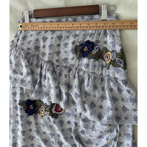 Jaase XL Boho Maxi Skirt Tiered Ruffle Wrap Floral Embroidered Festival Flowy - Picture 10 of 11